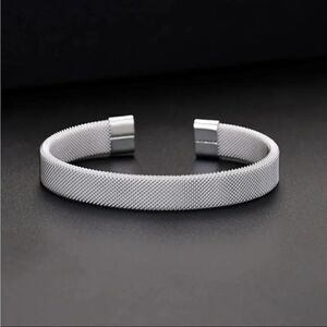 925 Sterling Silver Mesh Cuff Bracelet One Size